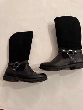 Black Mid-Calf Harness Boots